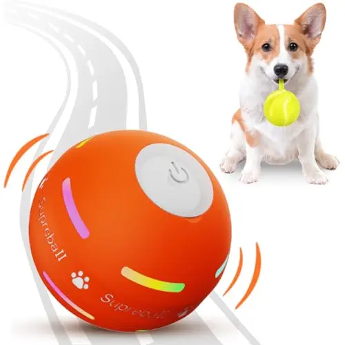 PetDroid orange automatic rolling dog ball toy