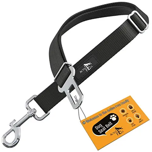 Active Pets black dog seat belt with clip for harness or collar