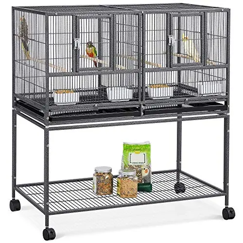 Yaheetech 41.5-inch stackable divided breeder bird cage for canaries