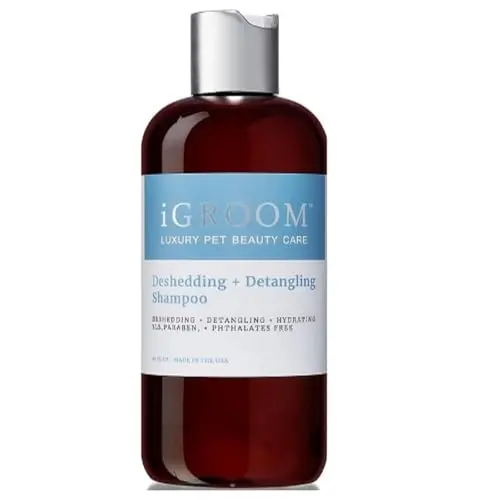 iGroom Deshedding & Detangling Dog Shampoo bottle with luxury design