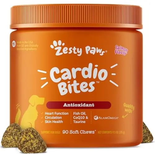Zesty Paws Cardio Bites supplement bottle for dog heart health
