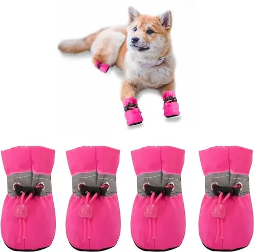 YAODHAOD pink puppy dog boots with hook and loop closure for small breed indoor use