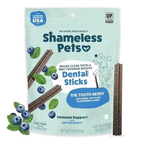 Shameless Pets The Tooth Berry blueberry and mint dental sticks