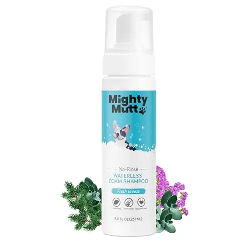 Mighty Mutt Hypoallergenic Waterless Dog Shampoo foam bottle