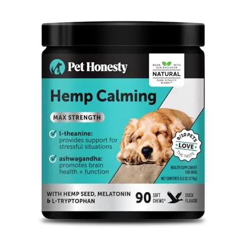 Pet Honesty Hemp calming chews for dogs with duck flavor and melatonin