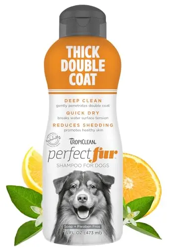 TropiClean Perfect Fur dog shampoo bottle with sweet citrus scent