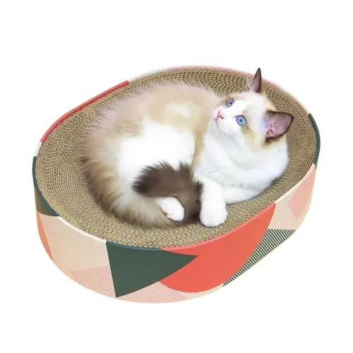 COMSAF oval-shaped cat scratcher lounge bed with a sealed bottom