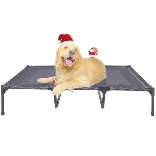 Suddus elevated dog bed with dual support bars for large dogs