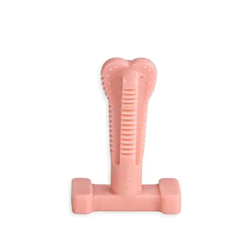 Bullibone SuperBrush dog dental chew toy in pink peppermint flavor