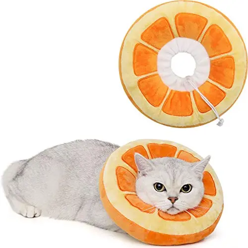 ANWA soft orange donut-shaped recovery collar for cats