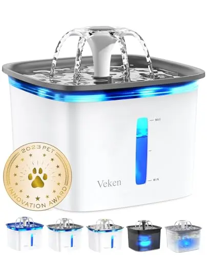 Veken plastic cat water fountain with flower waterfall