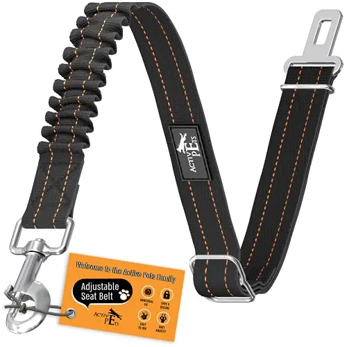 Active Pets orange dog seat belt harness with elastic bungee
