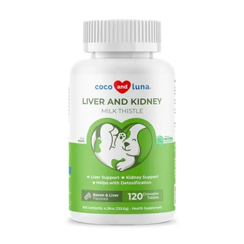Coco and Luna milk thistle chewable tablets for dog liver and kidney support