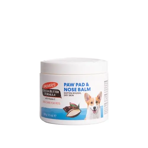 Palmer's cocoa butter paw balm for dogs in a white container