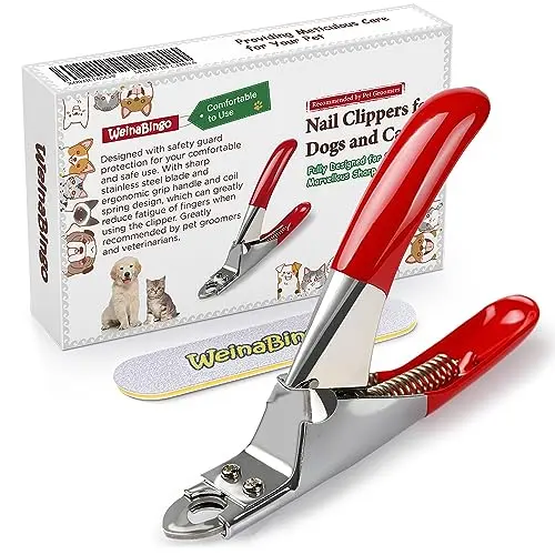 WeinaBingo red pet nail clipper with safety ring and nail file