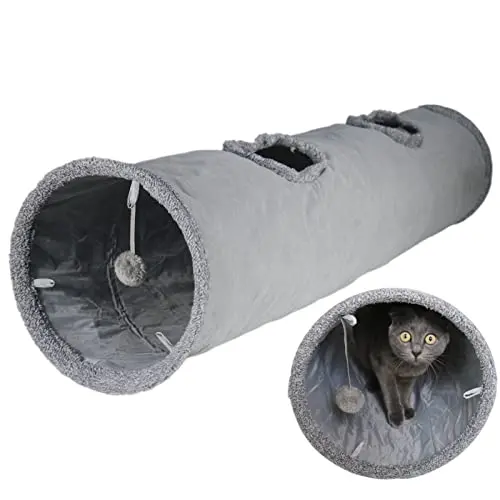 Terunat suede cat tunnel with 51-inch length and peepholes