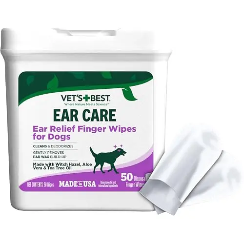 Vet's Best Ear Relief finger wipes for dogs with natural ingredients