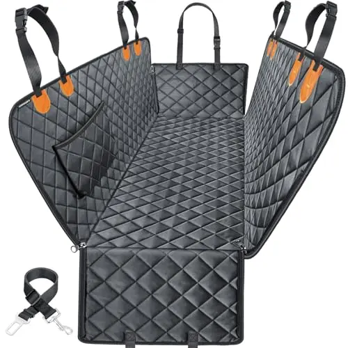 URPOWER XL waterproof dog seat cover with orange trim in a full-size truck.
