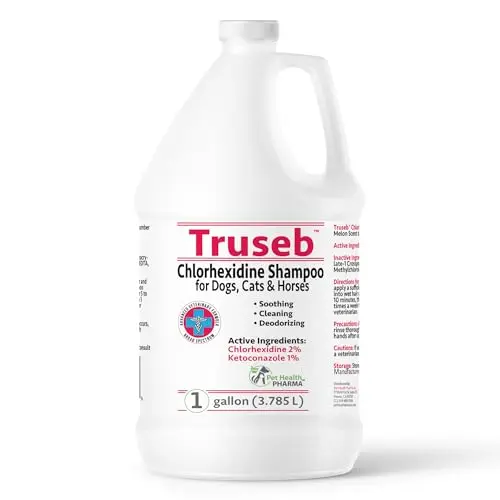 Truseb Chlorhexidine Shampoo for dogs, cats, and horses in a 1-gallon bottle