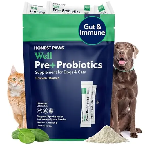 Honest Paws probiotic powder in single-serve packets for dogs