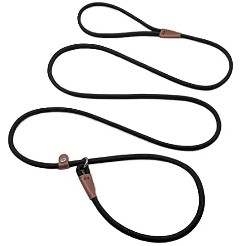 MayPaw thin black nylon slip lead leash for small dogs