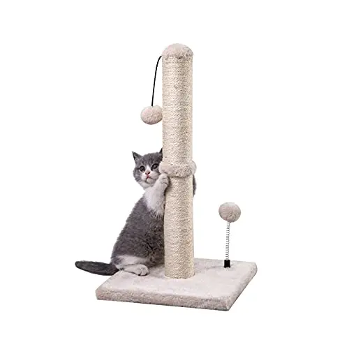 MECOOL cat scratching post with sisal and hanging ball for kittens
