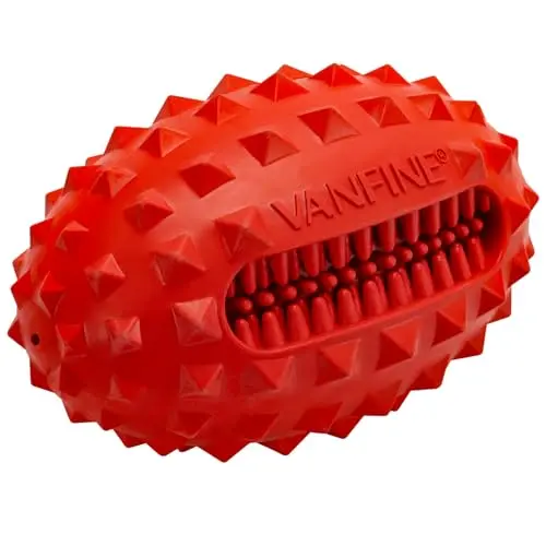 VANFINE red football-shaped rubber dog chew toy for aggressive chewers