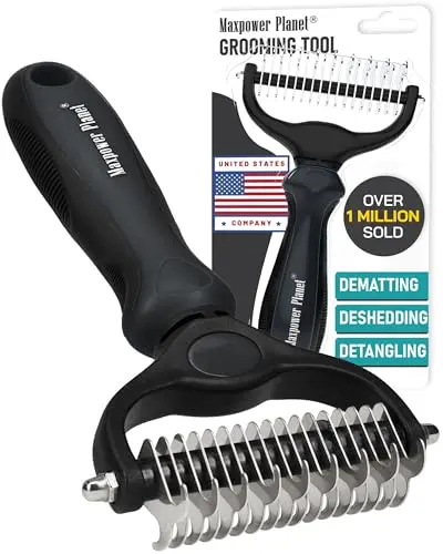 Maxpower Planet black dual-sided undercoat rake for dogs