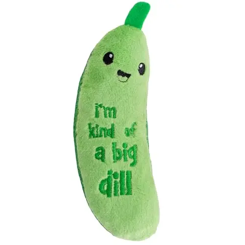 Catstages Crunchy Pickle green plush cat toy with a textured surface