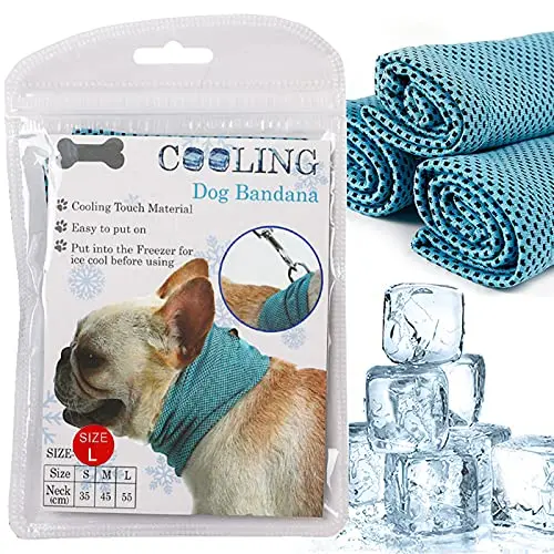 Coppthinktu blue dog cooling bandana collar with built-in leash hole