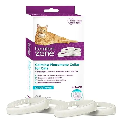 Comfort Zone white plastic calming collar for cats with breakaway closure