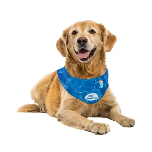 ALL FOR PAWS extra large dog cooling bandana with blue water ripple pattern