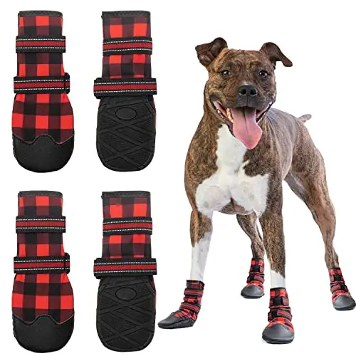 FLYSTAR waterproof dog boots with reflective straps