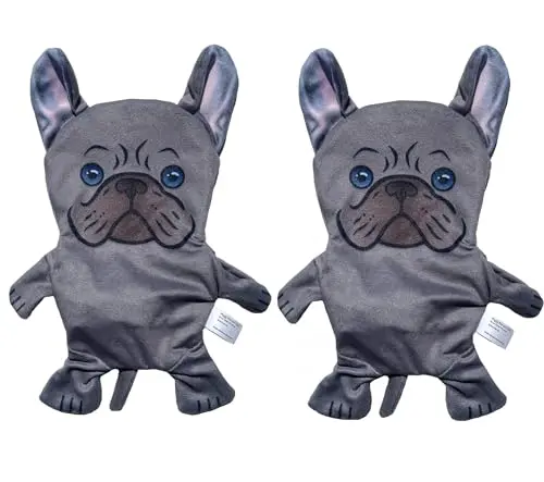 Piggy Poo and Crew French Bulldog shaped crinkle squeaker dog toys