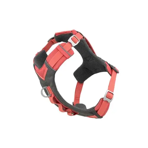 Kurgo Journey Air dog harness in Coral with breathable mesh and reflective trim