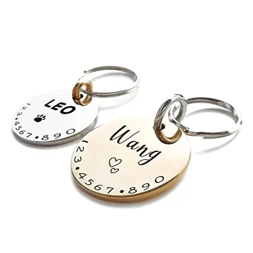 Acatinthetree shiny stainless steel pet ID tag with hand-polished finish
