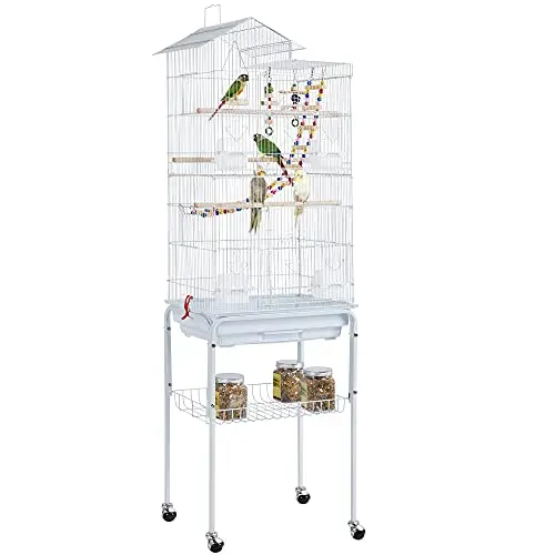 Yaheetech 62.5-inch rooftop flight bird cage with toys for canaries