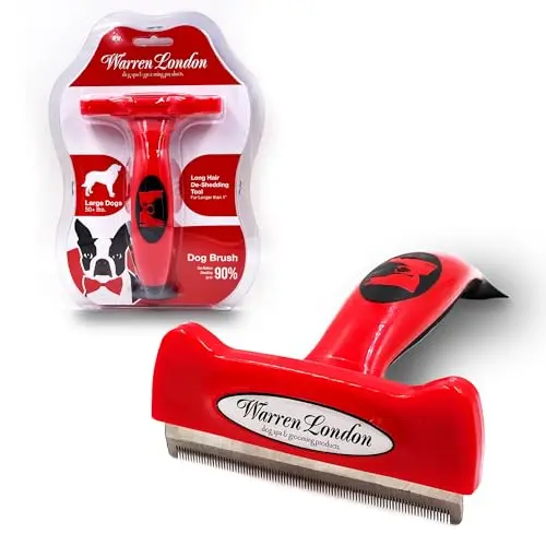 Warren London deshedding brush with wide stainless steel blades for huskies