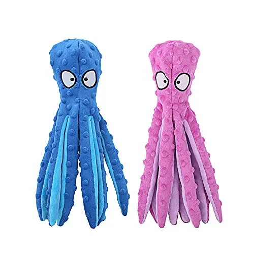 HGB purple and blue octopus plush dog toy without stuffing