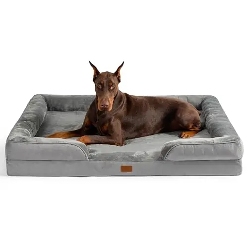 Bedsure XXL grey orthopedic dog bed with bolsters and waterproof cover
