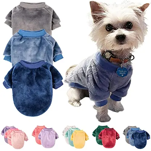 FabriCastle 3-pack dog sweater in grey, blue, and dark blue