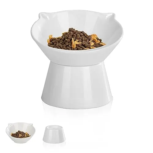 LuckyPots detachable elevated cat bowls with tilted design