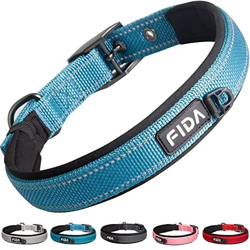 Fida heavy duty dog collar in blue for small breeds