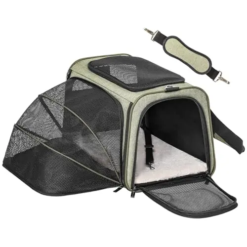 Petsfit green medium expandable soft-sided pet carrier