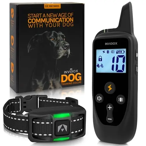 INVIROX 2026 Edition dog training collar with remote on black background