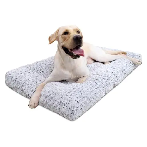 KSIIA gray plush dog bed with non-slip bottom
