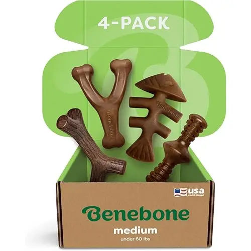 Benebone 4-pack of durable dog chew bones for aggressive chewers