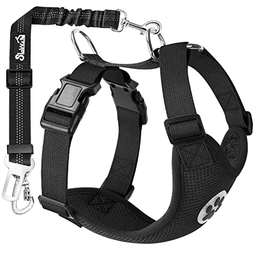 SlowTon dog car harness with mesh fabric and adjustable straps