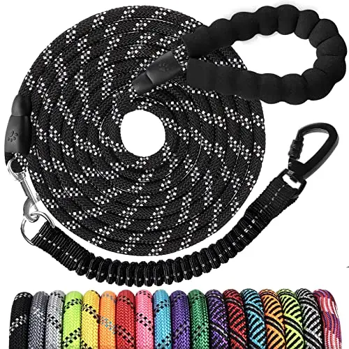 Jenico 15ft dog leash with reflective bungee and padded handle
