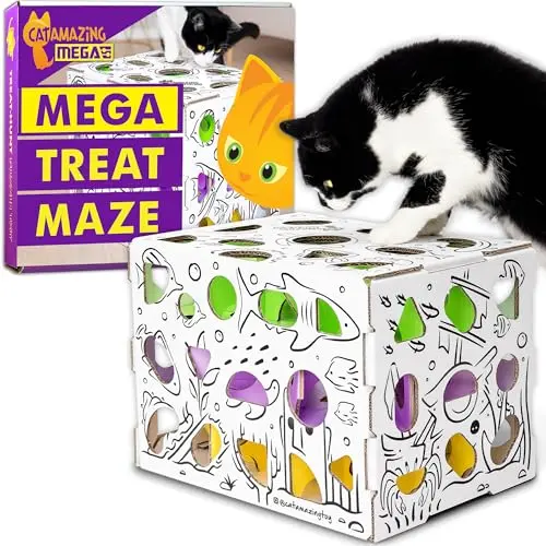 Cat Amazing MEGA large, multi-colored cardboard puzzle box for cats